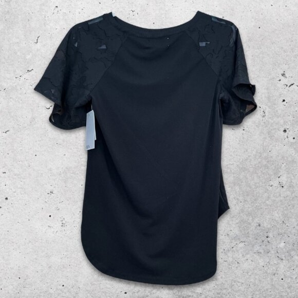 Nordstrom Rack‎ NWT Blouse Short Floral Sleeves Lightweight Black Women's Small - Picture 4 of 9